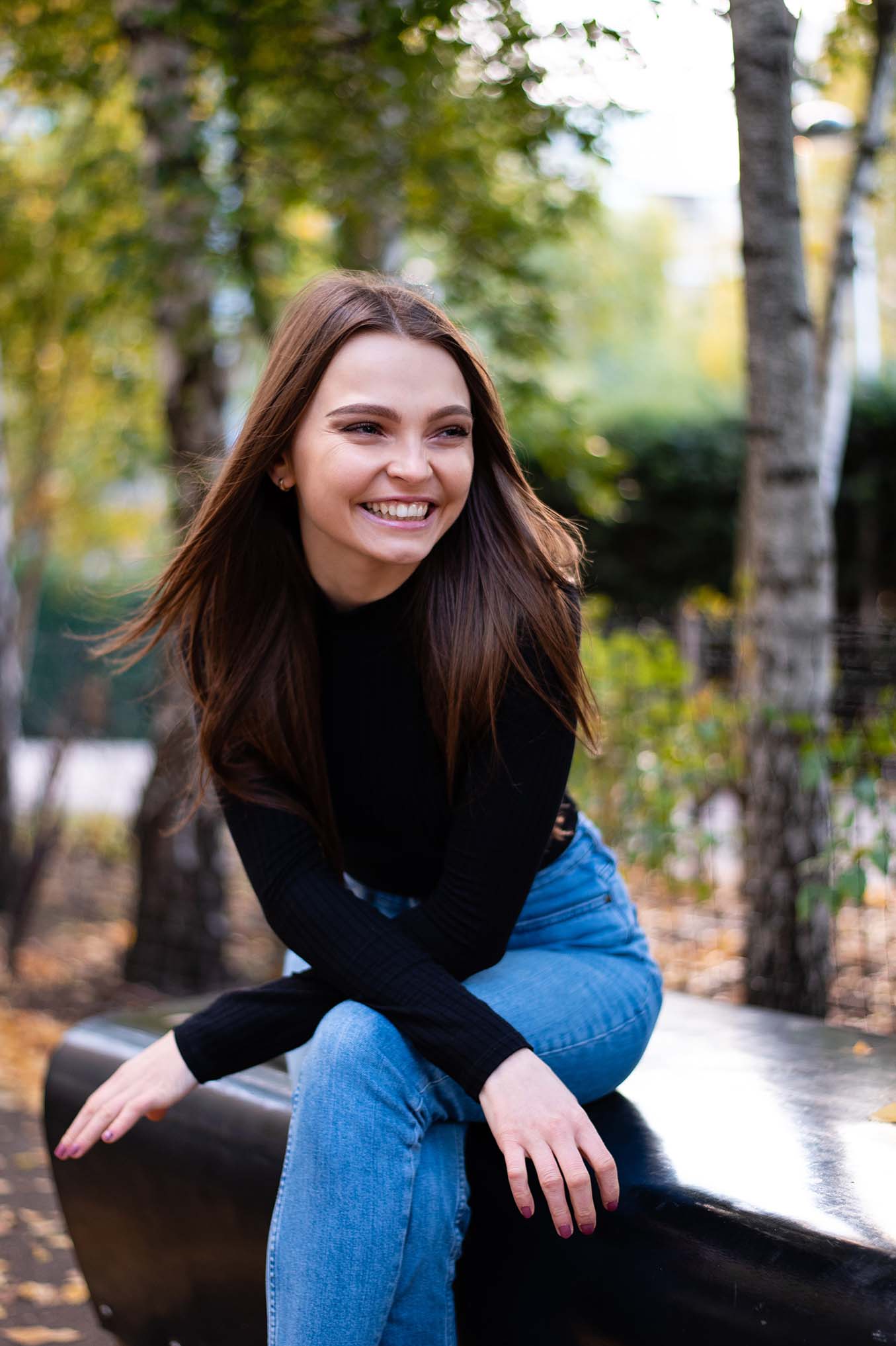 Girl laughing outdoors business headshots | Michaela Howe Photography