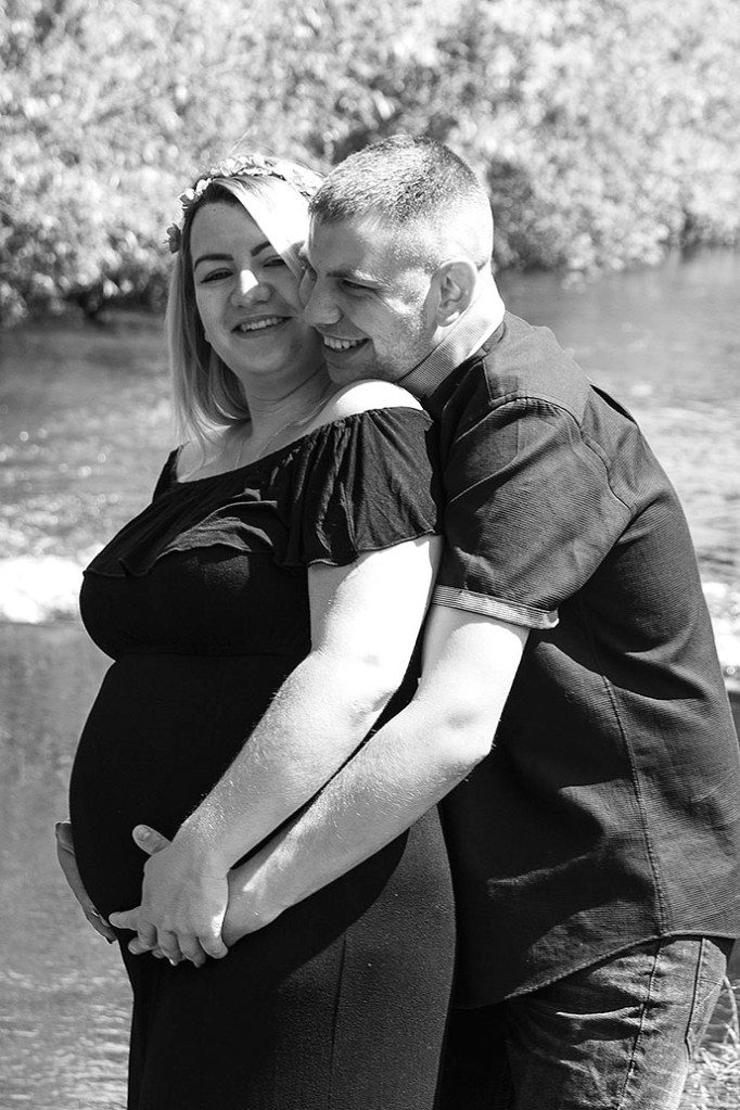 black and white couple pregnant bump shoot | Michaela Howe Photography